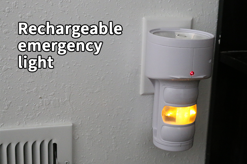 Rechargebale flashlight that plugs into a wall electrical outlet.