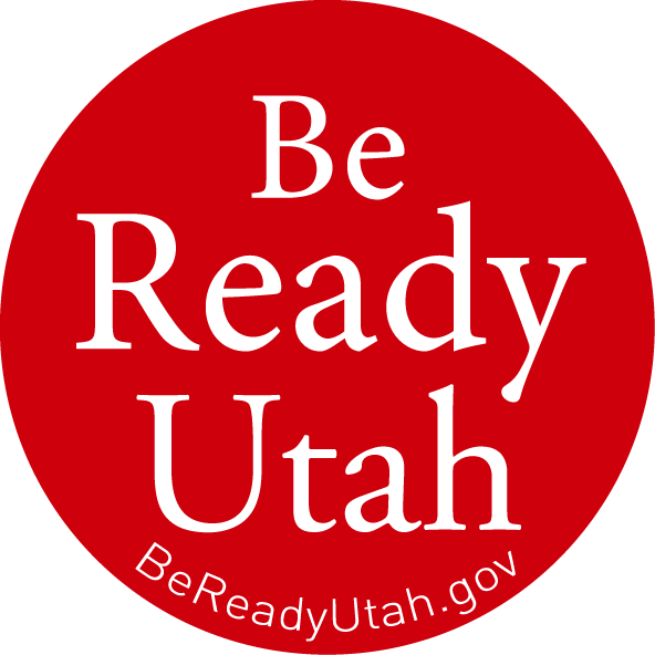 Logo Be Ready Utah white text in red circle